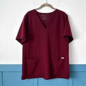 Figs XL Casma Scrub Top Burgundy Womens